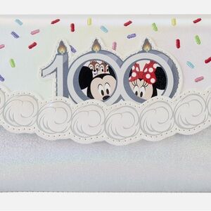 Loungefly Disney 100 Anniversary Celebration Cake Mickey & Minnie Flap Wallet